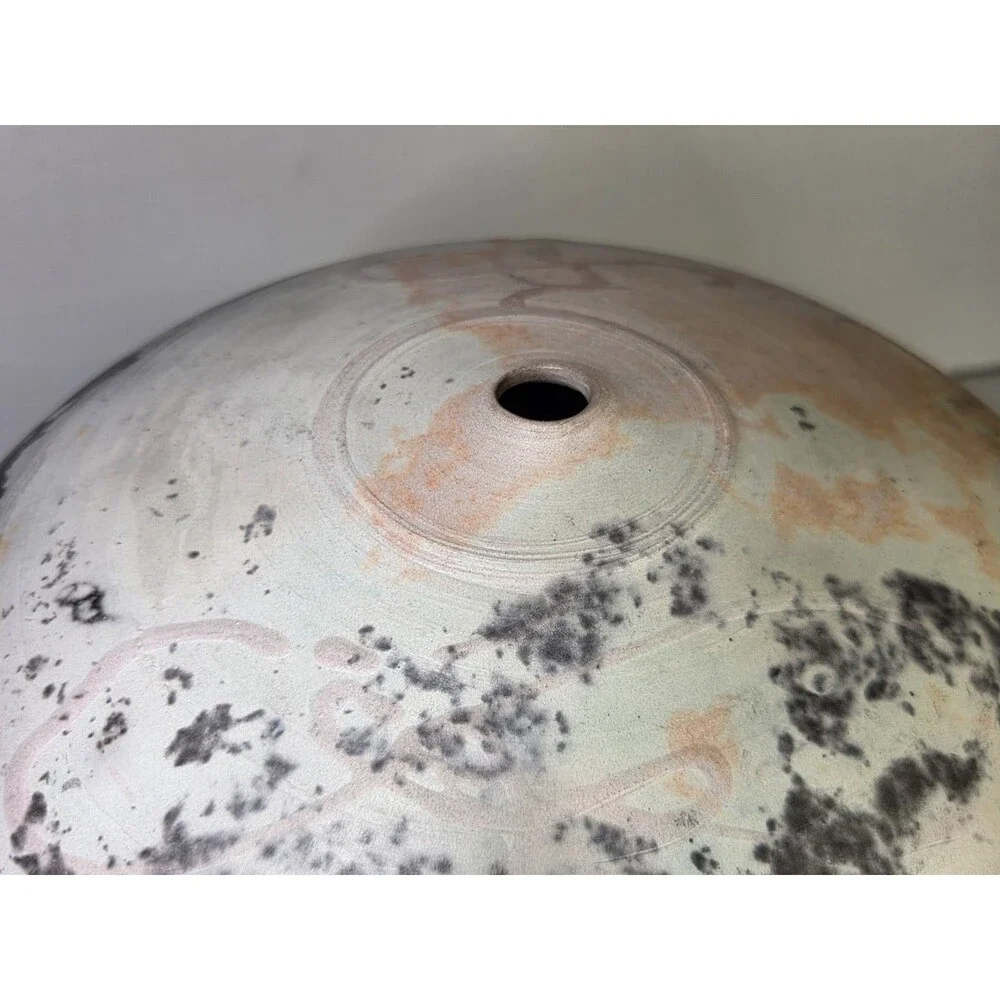 Ceramic Sphere Art Pottery Orb Signed Raku Round Sculpture Fire Pit Abstract